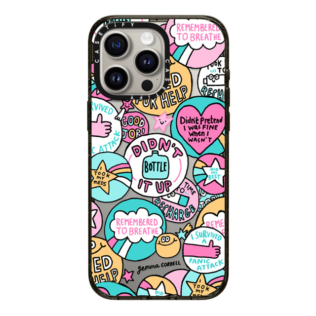 Gemma Correll x CASETiFY iPhone 15 Pro Max ケース ブラック インパクトケース Self Care Stickers