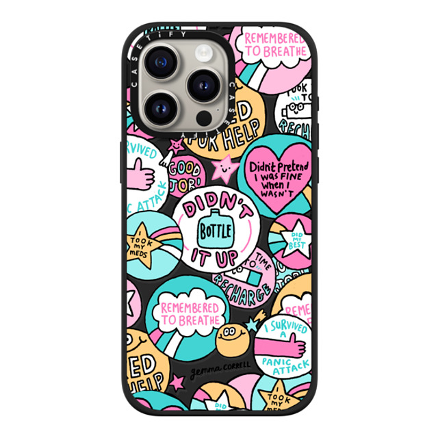 Gemma Correll x CASETiFY iPhone 15 Pro Max ケース マットブラック インパクトケース MagSafe対応 Self Care Stickers