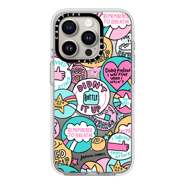 Gemma Correll x CASETiFY iPhone 15 Pro ケース クリア クリア ケース MagSafe対応 Self Care Stickers