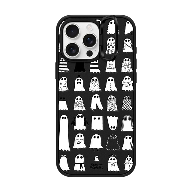 Gemma Correll x CASETiFY iPhone 16 Pro Max ケース マットブラック インパクトリングスタンドケース MagSafe対応 Ghost Fashions