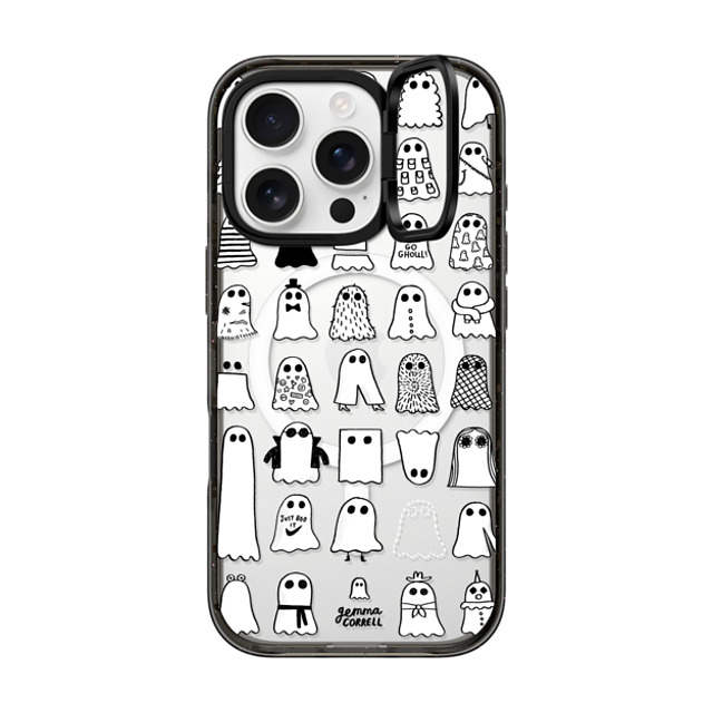 Gemma Correll x CASETiFY iPhone 16 Pro ケース ブラック インパクトリングスタンドケース MagSafe対応 Ghost Fashions