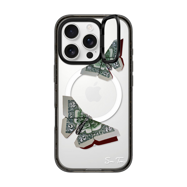 Sue Tsai x CASETiFY iPhone 16 Pro ケース ブラック インパクトリングスタンドケース MagSafe対応 MONEYFLY IPHONE CASE BY SUE TSAI