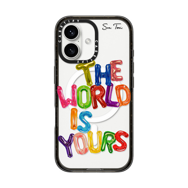 Sue Tsai x CASETiFY iPhone 16 ケース ブラック インパクトケース MagSafe対応 THE WORLD IS YOURS IPHONE CASE BY SUE TSAI