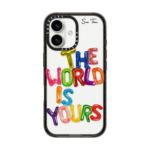 Sue Tsai x CASETiFY iPhone 16 ケース ブラック インパクトケース THE WORLD IS YOURS IPHONE CASE BY SUE TSAI