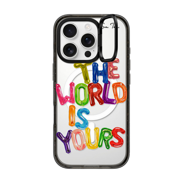 Sue Tsai x CASETiFY iPhone 16 Pro ケース ブラック インパクトリングスタンドケース MagSafe対応 THE WORLD IS YOURS IPHONE CASE BY SUE TSAI