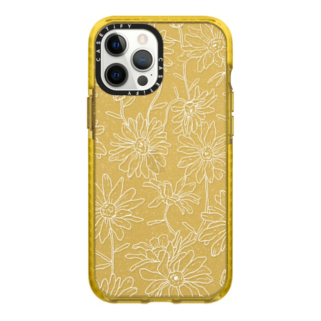 Ellamae Sketchbook x CASETiFY iPhone 12 Pro Max ケース Yellow (Glitter) インパクトケース Simple Daisies