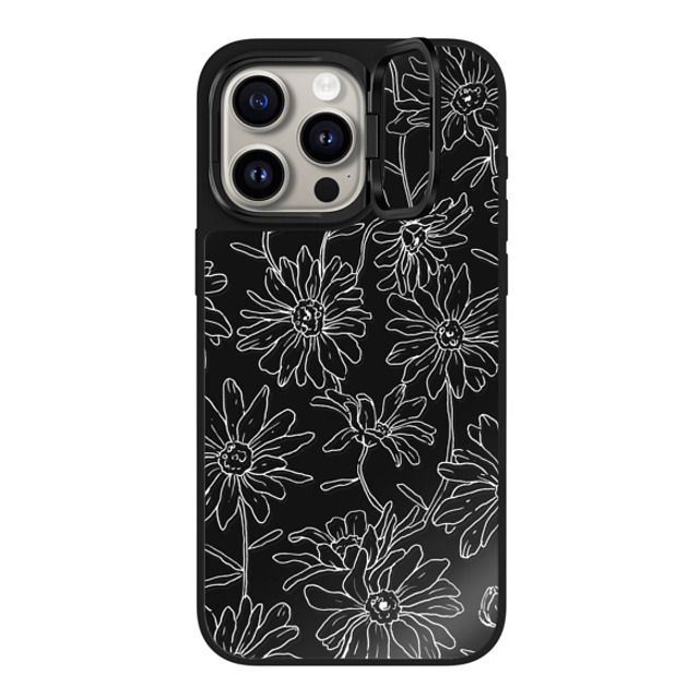 Ellamae Sketchbook x CASETiFY iPhone 15 Pro Max ケース Summer,Floral Black on Black ミラー リングスタンドケース MagSafe対応 Simple Daisies Father's Day Ellamae Sketchbook x CASETiFY iPhone 15 Pro Max ケース Summer,Floral Black on Black ミラー リングスタンドケース MagSafe対応 Simple Daisies Father's Day