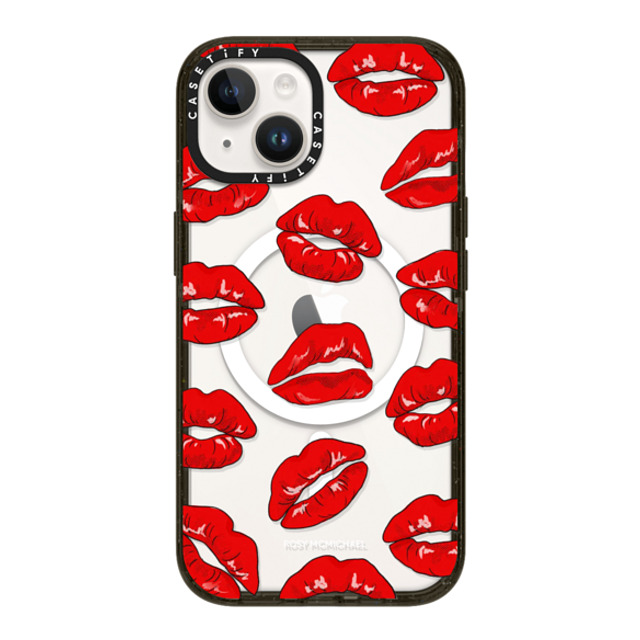 CASETiFY iPhone 14 ケース ブラック インパクトケース MagSafe対応 Kiss kiss kiss rosy mcmichael