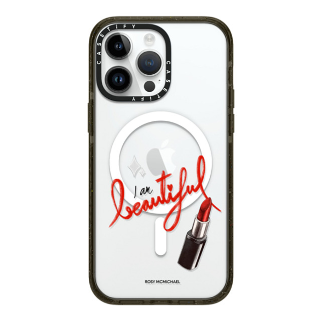 CASETiFY iPhone 14 Pro Max ケース ブラック インパクトケース MagSafe対応 I am beautiful rosy mcmichael