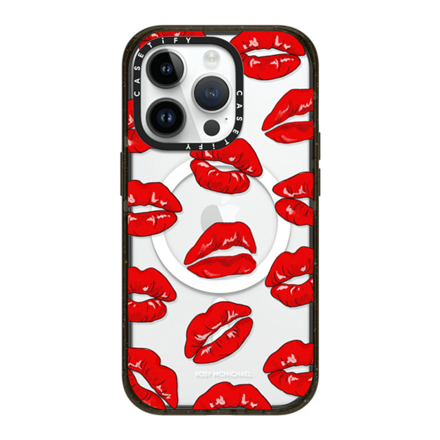 CASETiFY iPhone 14 Pro ケース ブラック インパクトケース MagSafe対応 Kiss kiss kiss rosy mcmichael