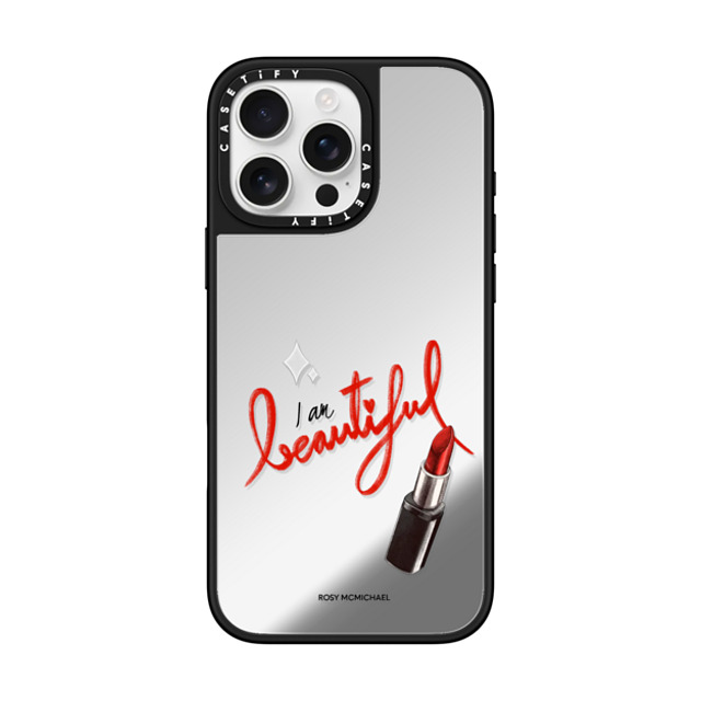 CASETiFY iPhone 16 Pro Max ケース Silver on Black ミラーケース MagSafe対応 I am beautiful rosy mcmichael