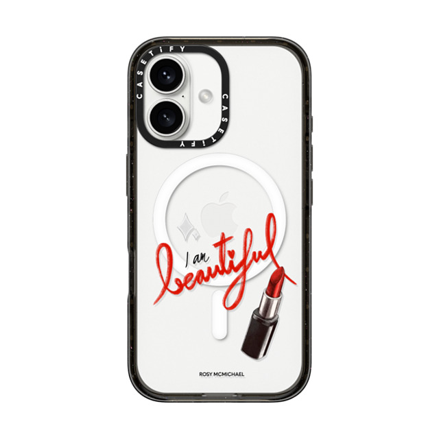 CASETiFY iPhone 16 ケース ブラック インパクトケース MagSafe対応 I am beautiful rosy mcmichael