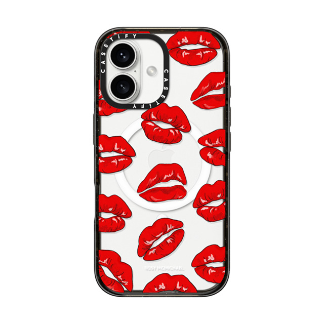 CASETiFY iPhone 16 ケース ブラック インパクトケース MagSafe対応 Kiss kiss kiss rosy mcmichael