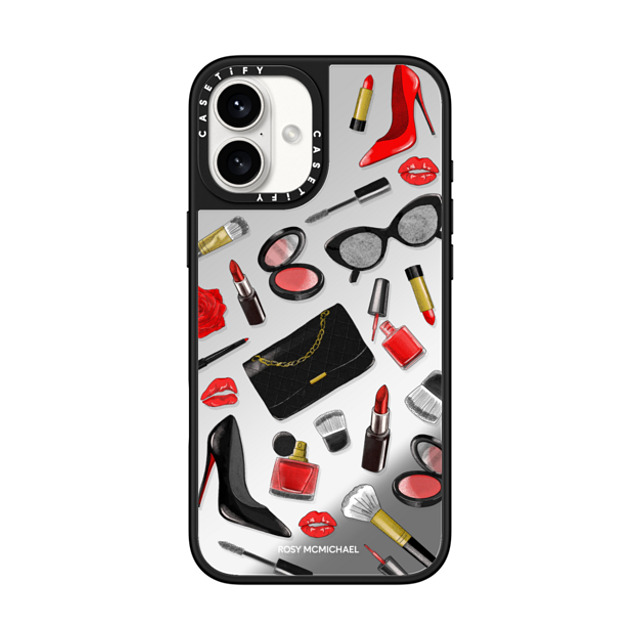 CASETiFY iPhone 16 Plus ケース Silver on Black ミラーケース MagSafe対応 Beauty Stickers rosy mcmichael