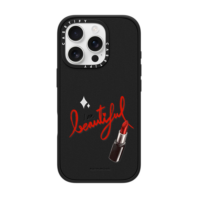 CASETiFY iPhone 16 Pro ケース マットブラック インパクトケース MagSafe対応 I am beautiful rosy mcmichael