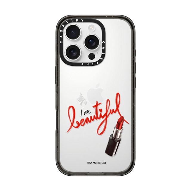 CASETiFY iPhone 16 Pro ケース ブラック インパクトケース I am beautiful rosy mcmichael