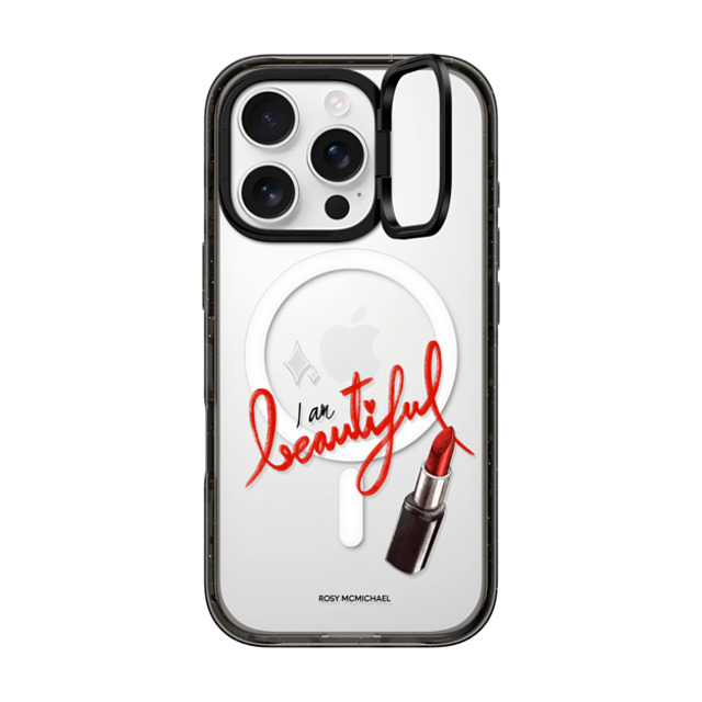 CASETiFY iPhone 16 Pro ケース ブラック インパクトリングスタンドケース MagSafe対応 I am beautiful rosy mcmichael