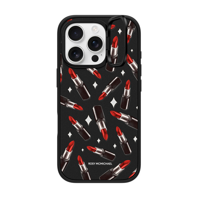 CASETiFY iPhone 16 Pro ケース マットブラック インパクトリングスタンドケース MagSafe対応 The Red Lipstick rosy mcmichael