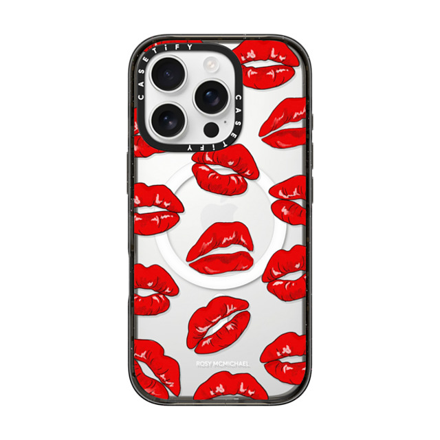 CASETiFY iPhone 16 Pro ケース ブラック インパクトケース MagSafe対応 Kiss kiss kiss rosy mcmichael