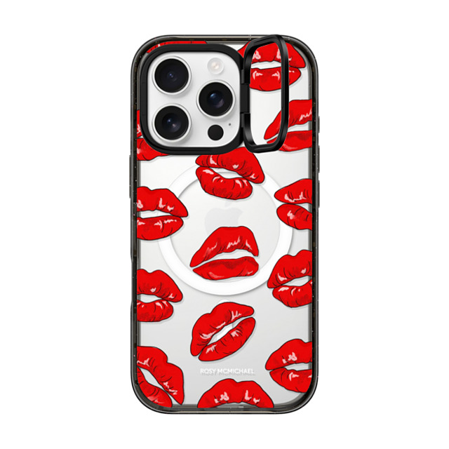 CASETiFY iPhone 16 Pro ケース ブラック インパクトリングスタンドケース MagSafe対応 Kiss kiss kiss rosy mcmichael