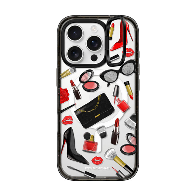 CASETiFY iPhone 16 Pro ケース ブラック インパクトリングスタンドケース MagSafe対応 Beauty Stickers rosy mcmichael