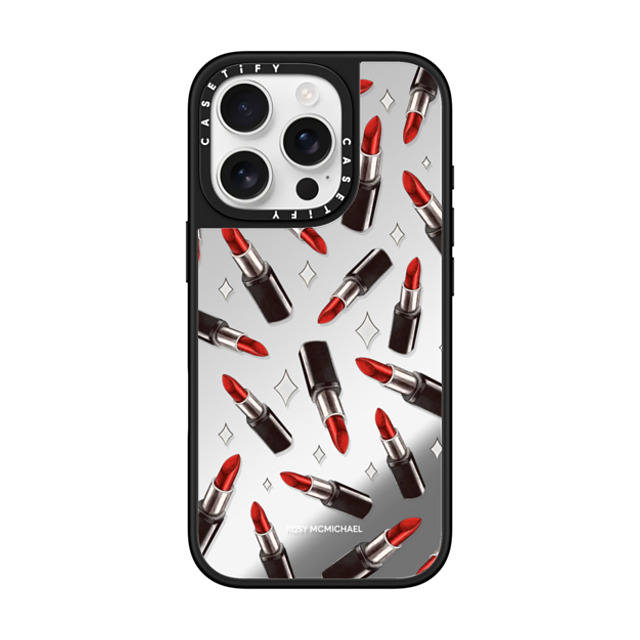 CASETiFY iPhone 16 Pro ケース Silver on Black ミラーケース MagSafe対応 The Red Lipstick rosy mcmichael