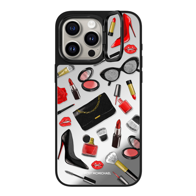 CASETiFY iPhone 15 Pro Max ケース Silver on Black ミラー リングスタンドケース MagSafe対応 Beauty Stickers rosy mcmichael