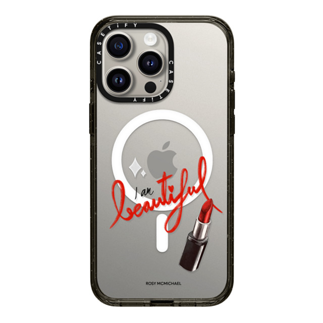 CASETiFY iPhone 15 Pro Max ケース ブラック インパクトケース MagSafe対応 I am beautiful rosy mcmichael