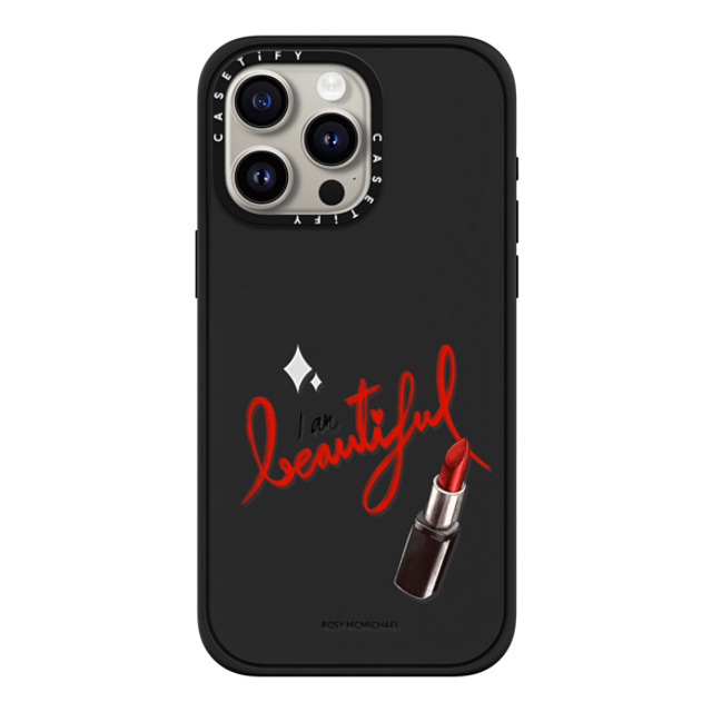 CASETiFY iPhone 15 Pro Max ケース マットブラック インパクトケース MagSafe対応 I am beautiful rosy mcmichael