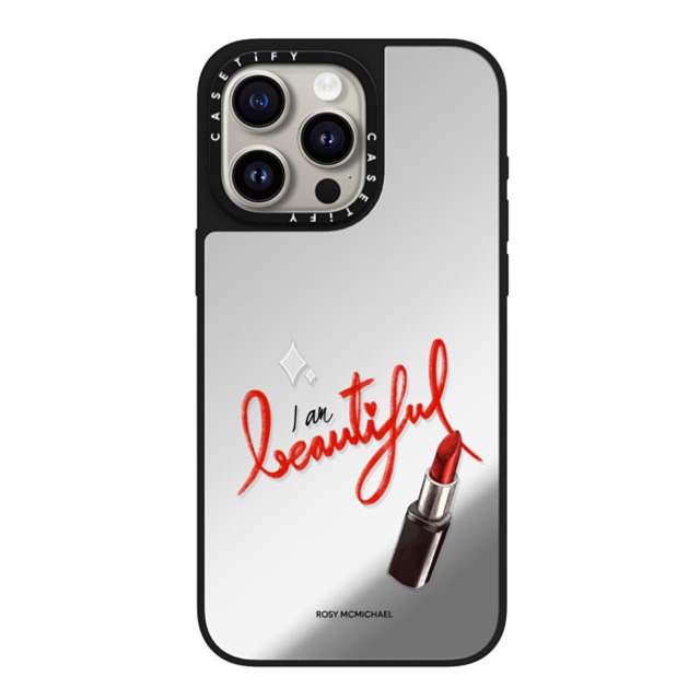 CASETiFY iPhone 15 Pro Max ケース Silver on Black ミラーケース MagSafe対応 I am beautiful rosy mcmichael