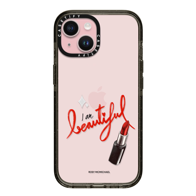 CASETiFY iPhone 15 ケース ブラック インパクトケース I am beautiful rosy mcmichael