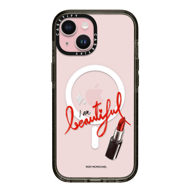 CASETiFY iPhone 15 ケース ブラック インパクトケース MagSafe対応 I am beautiful rosy mcmichael