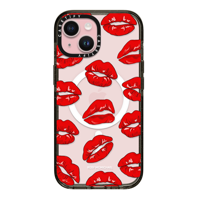 CASETiFY iPhone 15 ケース ブラック インパクトケース MagSafe対応 Kiss kiss kiss rosy mcmichael