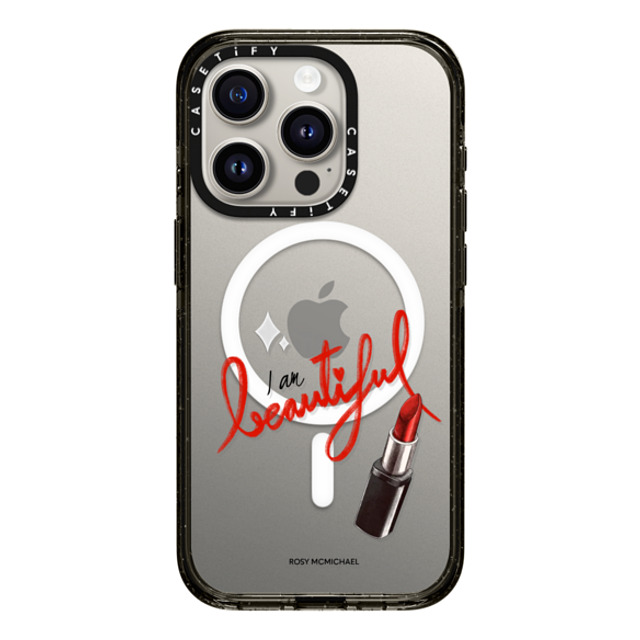 CASETiFY iPhone 15 Pro ケース ブラック インパクトケース MagSafe対応 I am beautiful rosy mcmichael