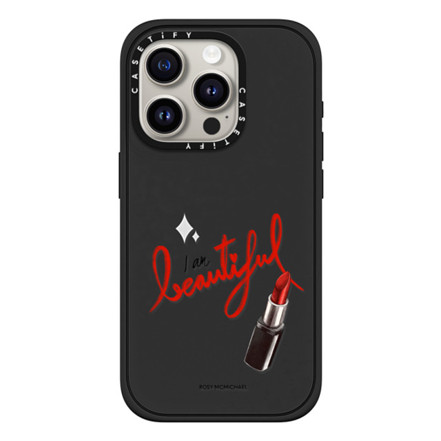 CASETiFY iPhone 15 Pro ケース マットブラック インパクトケース MagSafe対応 I am beautiful rosy mcmichael