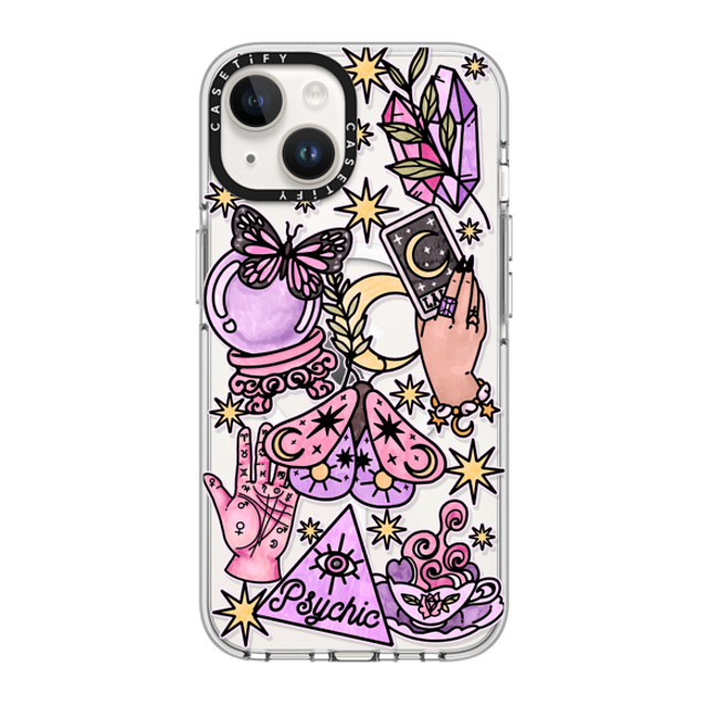 Chiara LB Art x CASETiFY iPhone 14 Case Clear Clear Case MagSafe Compatible Whimsical Witch by Chiara LB art Chiara LB Art x CASETiFY iPhone 14 Case Clear Clear Case MagSafe Compatible Whimsical Witch by Chiara LB art