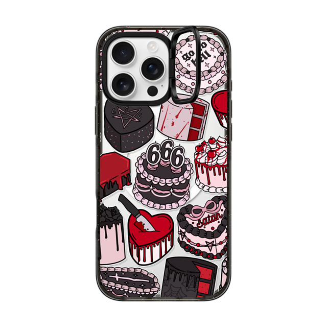 Chiara LB Art x CASETiFY iPhone 16 Pro Max ケース ブラック インパクトリングスタンドケース MagSafe対応 Spooky Cakes by Chiara LB art