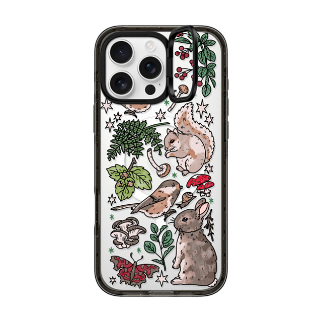 Chiara LB Art x CASETiFY iPhone 16 Pro Max ケース ブラック インパクトリングスタンドケース MagSafe対応 Woodland Magic