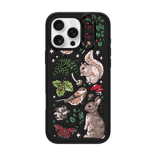 Chiara LB Art x CASETiFY iPhone 16 Pro Max ケース マットブラック インパクトリングスタンドケース MagSafe対応 Woodland Magic