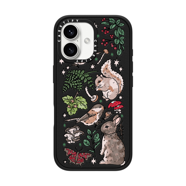 Chiara LB Art x CASETiFY iPhone 16 ケース マットブラック インパクトケース MagSafe対応 Woodland Magic
