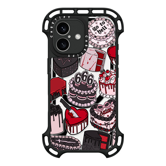 Chiara LB Art x CASETiFY iPhone 16 ケース ブラック ウルトラ バウンスケース MagSafe対応 Spooky Cakes by Chiara LB art