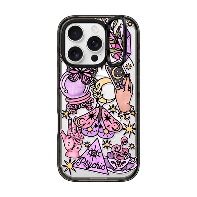 Chiara LB Art x CASETiFY iPhone 16 Pro ケース ブラック インパクトリングスタンドケース MagSafe対応 Whimsical Witch by Chiara LB art