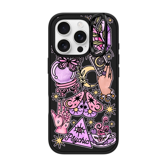 Chiara LB Art x CASETiFY iPhone 16 Pro ケース マットブラック インパクトリングスタンドケース MagSafe対応 Whimsical Witch by Chiara LB art