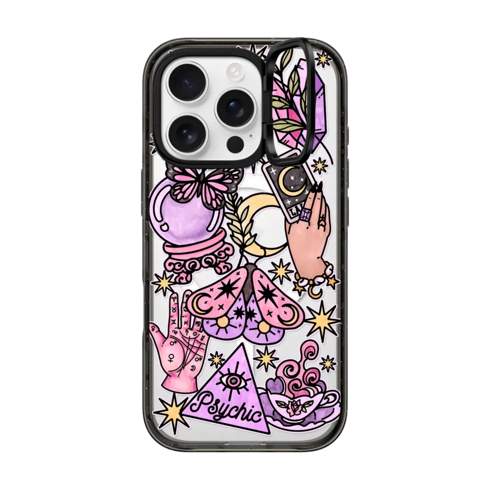 Impact Ring Stand iPhone 16 Pro Case MagSafe Compatible - Whimsical Witch by Chiara LB art