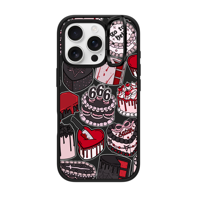 Chiara LB Art x CASETiFY iPhone 16 Pro ケース マットブラック インパクトリングスタンドケース MagSafe対応 Spooky Cakes by Chiara LB art