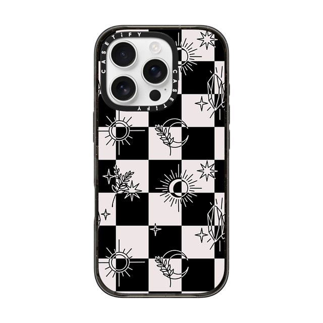 Chiara LB Art x CASETiFY iPhone 16 Pro ケース ブラック インパクトケース Witchy Checkered Print