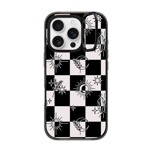 Chiara LB Art x CASETiFY iPhone 16 Pro ケース ブラック インパクトリングスタンドケース MagSafe対応 Witchy Checkered Print