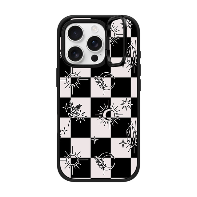 Chiara LB Art x CASETiFY iPhone 16 Pro ケース マットブラック インパクトリングスタンドケース MagSafe対応 Witchy Checkered Print