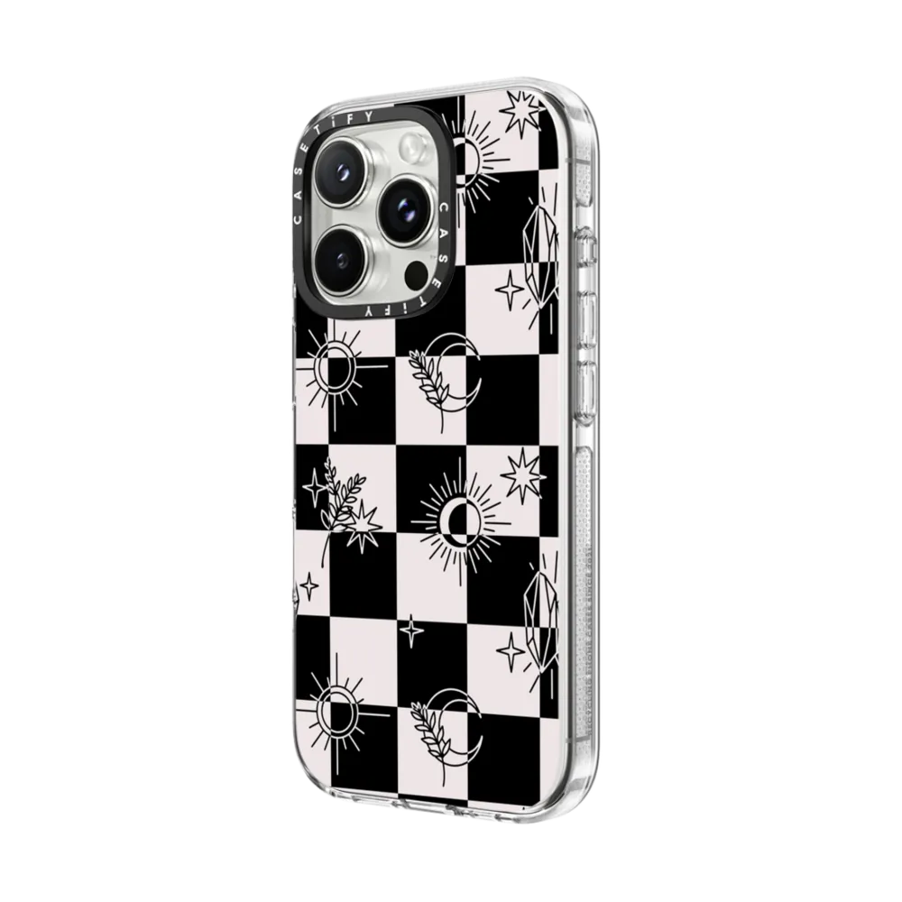 Clear iPhone 16 Pro Case MagSafe Compatible - Witchy Checkered Print