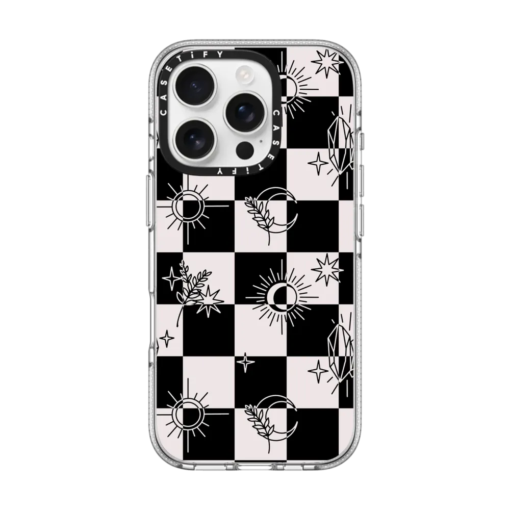 Clear iPhone 16 Pro Case MagSafe Compatible - Witchy Checkered Print